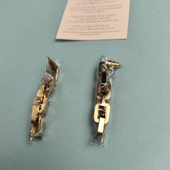 Eddie Borgo Chain Link Earrings Gold Tone Statement - Picture 7 of 7